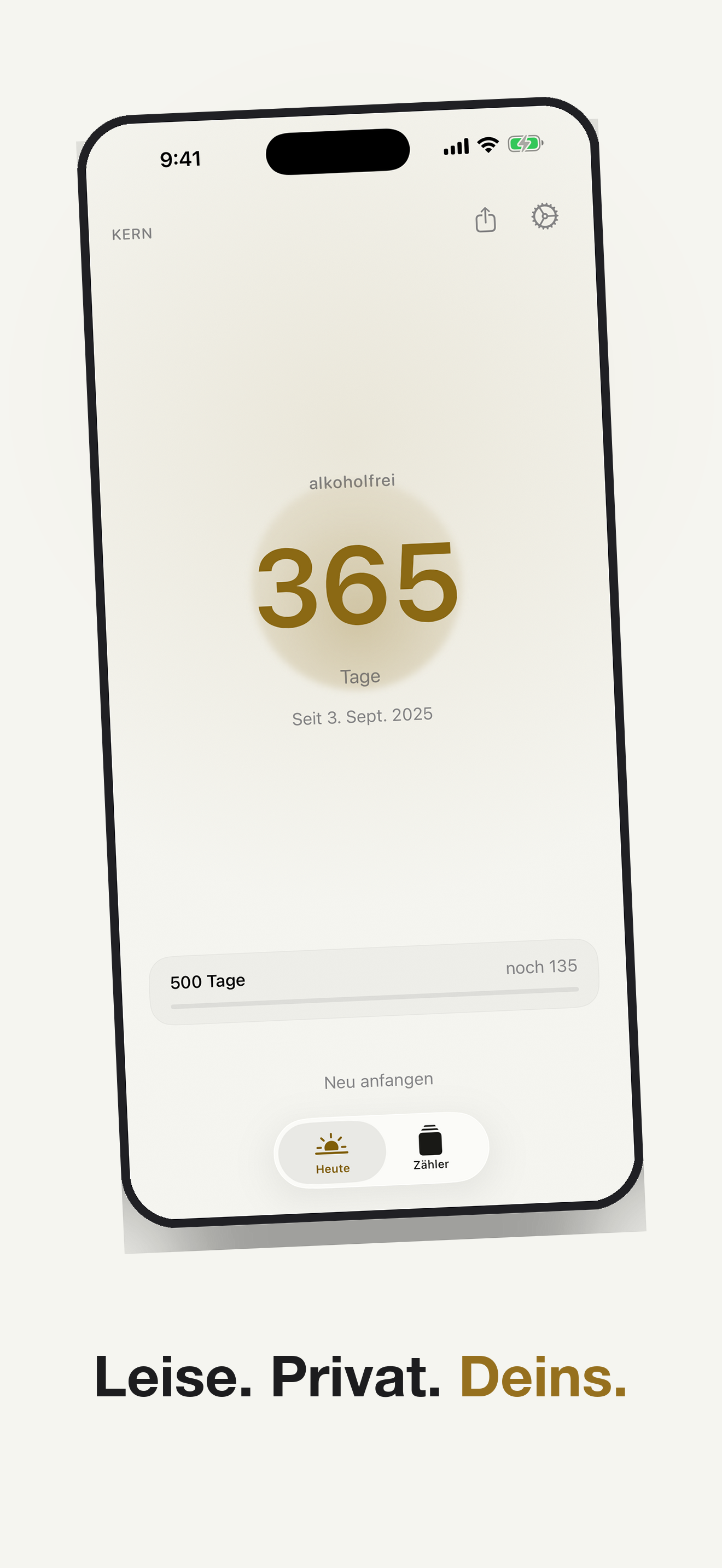 Leise. Privat. Deins. — 365 Tage alkoholfrei